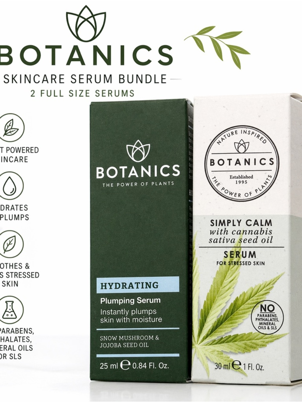 🍃Botanics Skincare Serum Bundle Hydrating + Plumping Serum and Simply Calm Serum